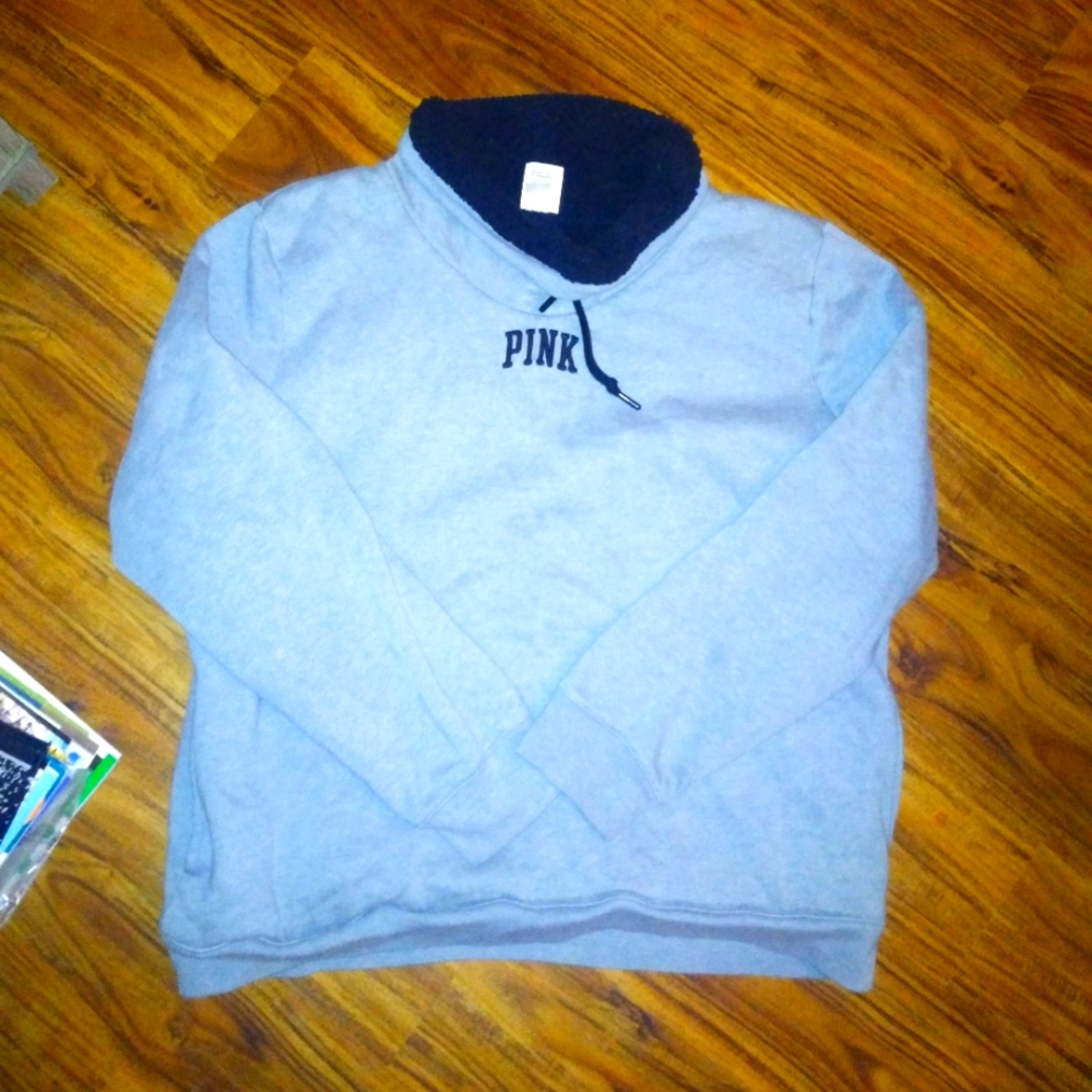 Pink VS size Large pullover grayish in color